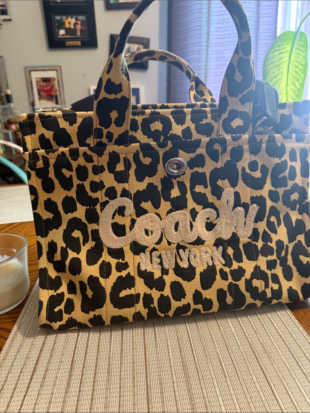 Coach Leopard-Print Canvas Tote Bag - Black & Tan